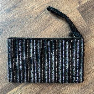 Y2K Black and Silver Beaded Clutch